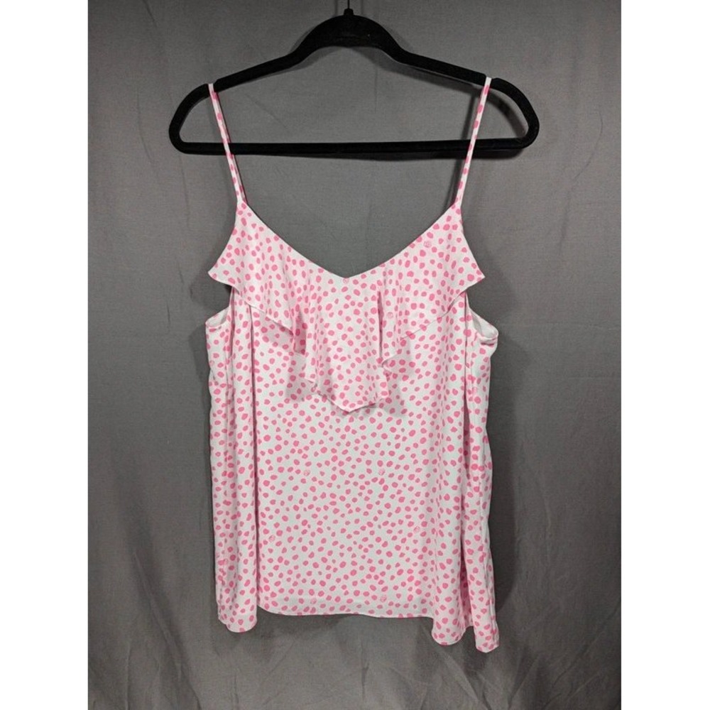 Lilly Pulitzer LRG Karmen Cami Prosecco Pink Lilly's Dot Ruffle Overlay Tank Top